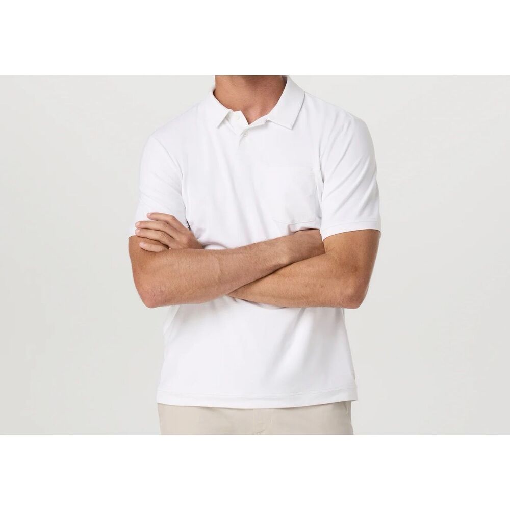 Joe’s Jeans White Polo Shirt Men’s Large Short Sleeve Classic Cotton Casual